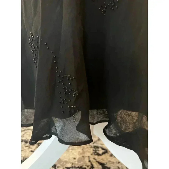 Jones New York formal dress 100% silk black and beaded maxi size 10 - Picture 7 of 8